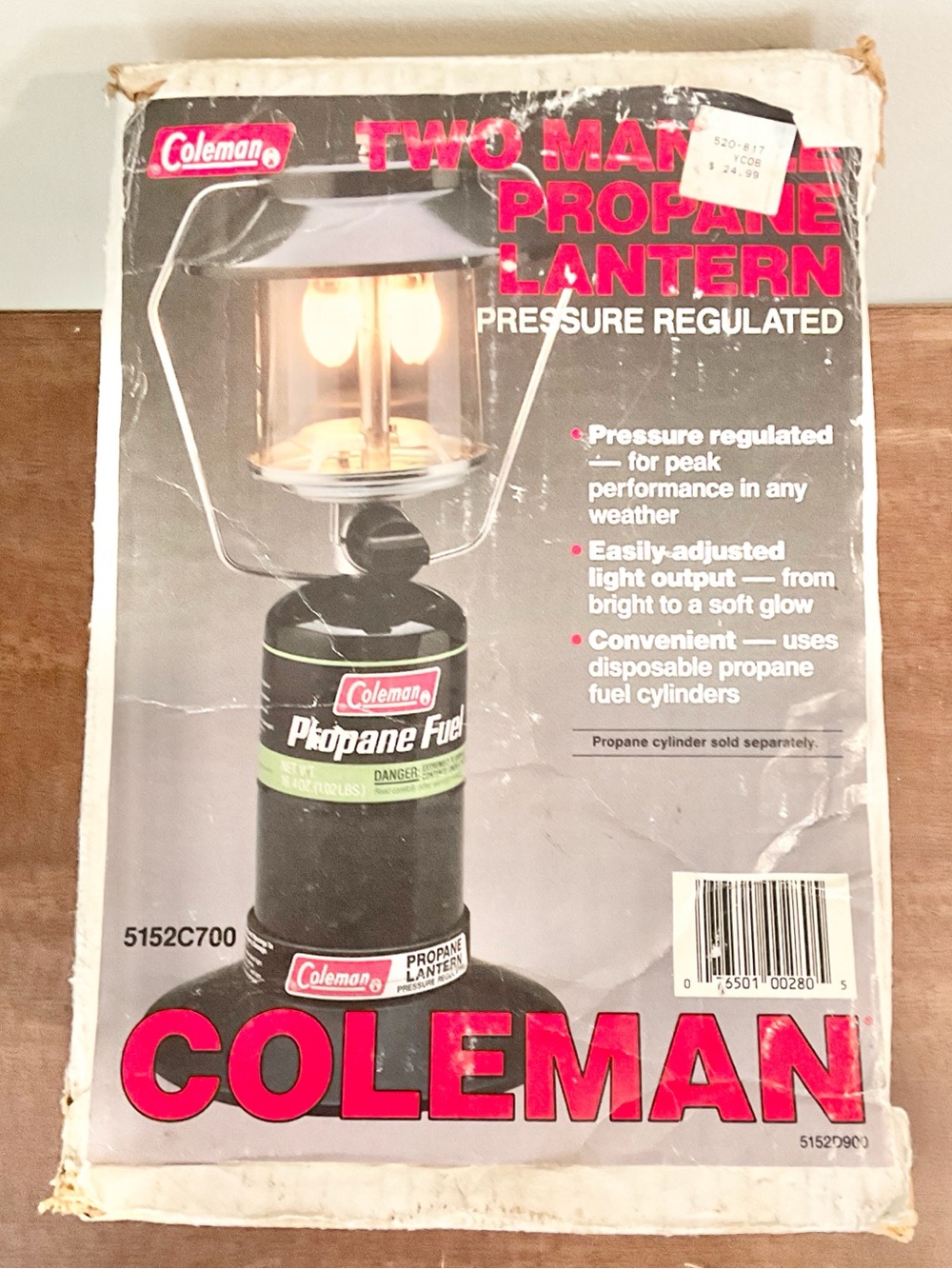 Coleman 5152C700 Two-Mantle Propane Lantern w/ New Glass Globe & Original Box